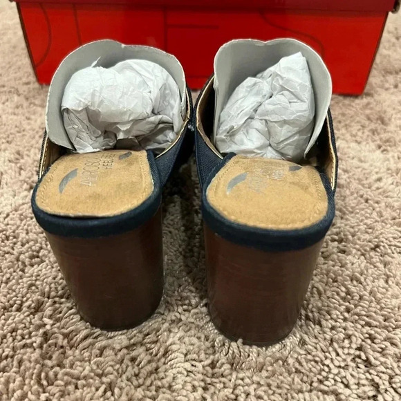 New in box Aerosoles high alert blue denim sandals 6.5 block heel x cross - Picture 10 of 16
